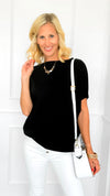 Cool Breeze Boatneck Top - Black-110 Short Sleeve Tops-Charlotte Avery-Coastal Bloom Boutique, find the trendiest versions of the popular styles and looks Located in Indialantic, FL