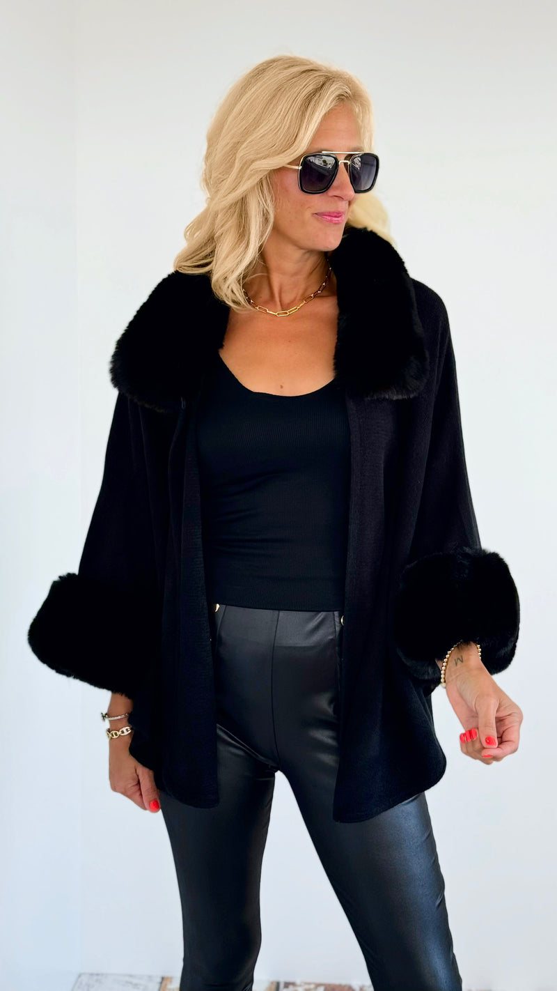 Timeless Faux Fur Coat - Black-160 Jackets-On Blue-Coastal Bloom Boutique, find the trendiest versions of the popular styles and looks Located in Indialantic, FL