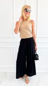 Cotton Candy Ease Wide Leg Pant - Black-170 Bottoms-Zenana-Coastal Bloom Boutique, find the trendiest versions of the popular styles and looks Located in Indialantic, FL