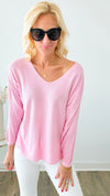 Close-Knit Coziness Italian Pullover - Light Pink-140 Sweaters-Italianissimo-Coastal Bloom Boutique, find the trendiest versions of the popular styles and looks Located in Indialantic, FL