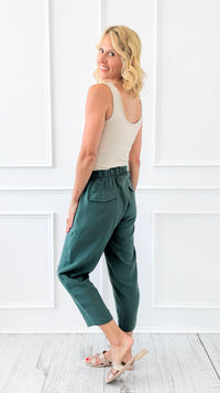Woven Crepe Drawstring Elastic Waist Pants - Ash Jade-170 Bottoms-Zenana-Coastal Bloom Boutique, find the trendiest versions of the popular styles and looks Located in Indialantic, FL