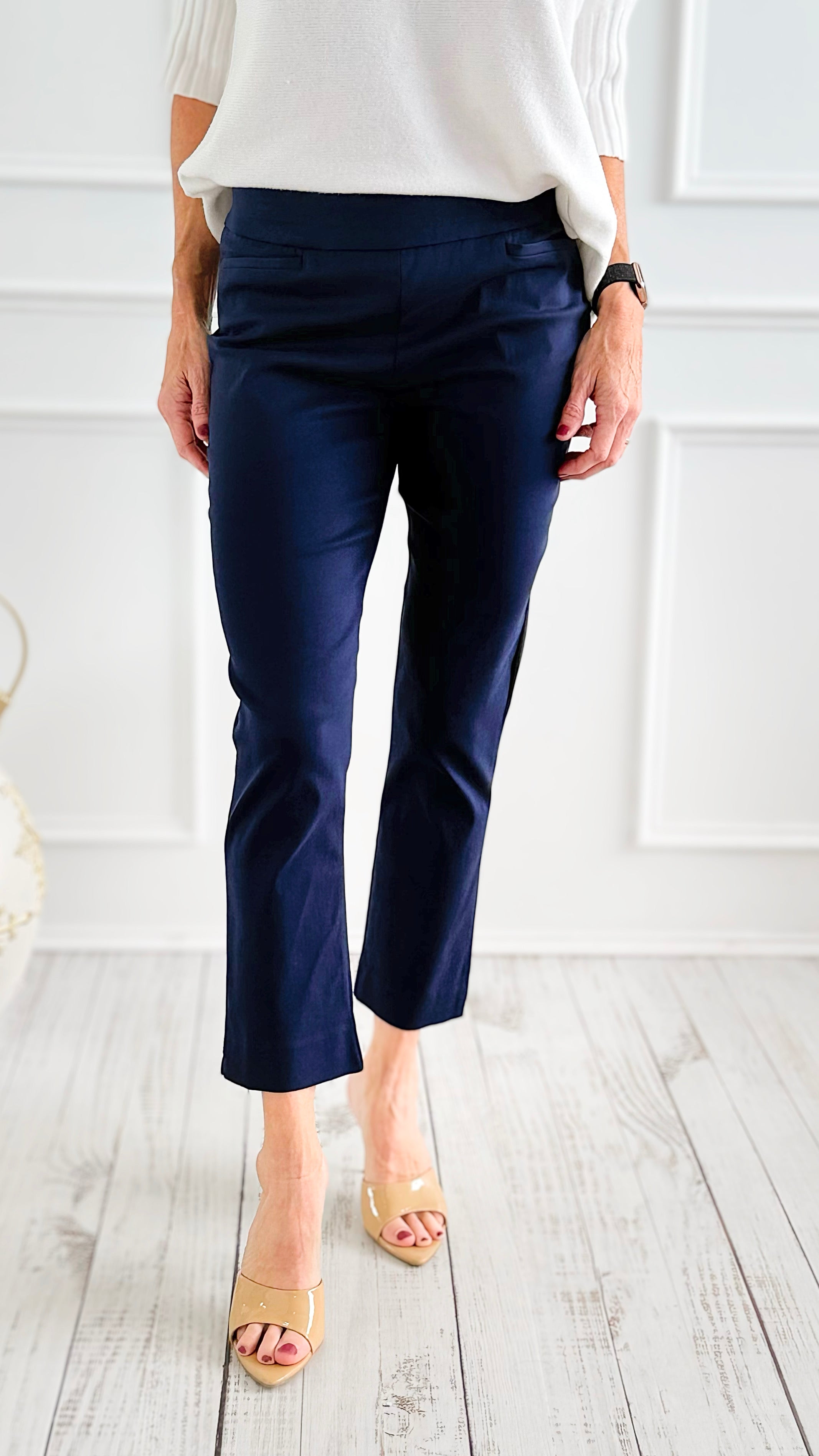Weekend Muse Slim Ankle Pant-Navy Blue-100 Pants-spin usa-Coastal Bloom Boutique, find the trendiest versions of the popular styles and looks Located in Indialantic, FL