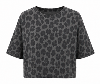 Leopard Weekend French Terry Italian Top - Gray