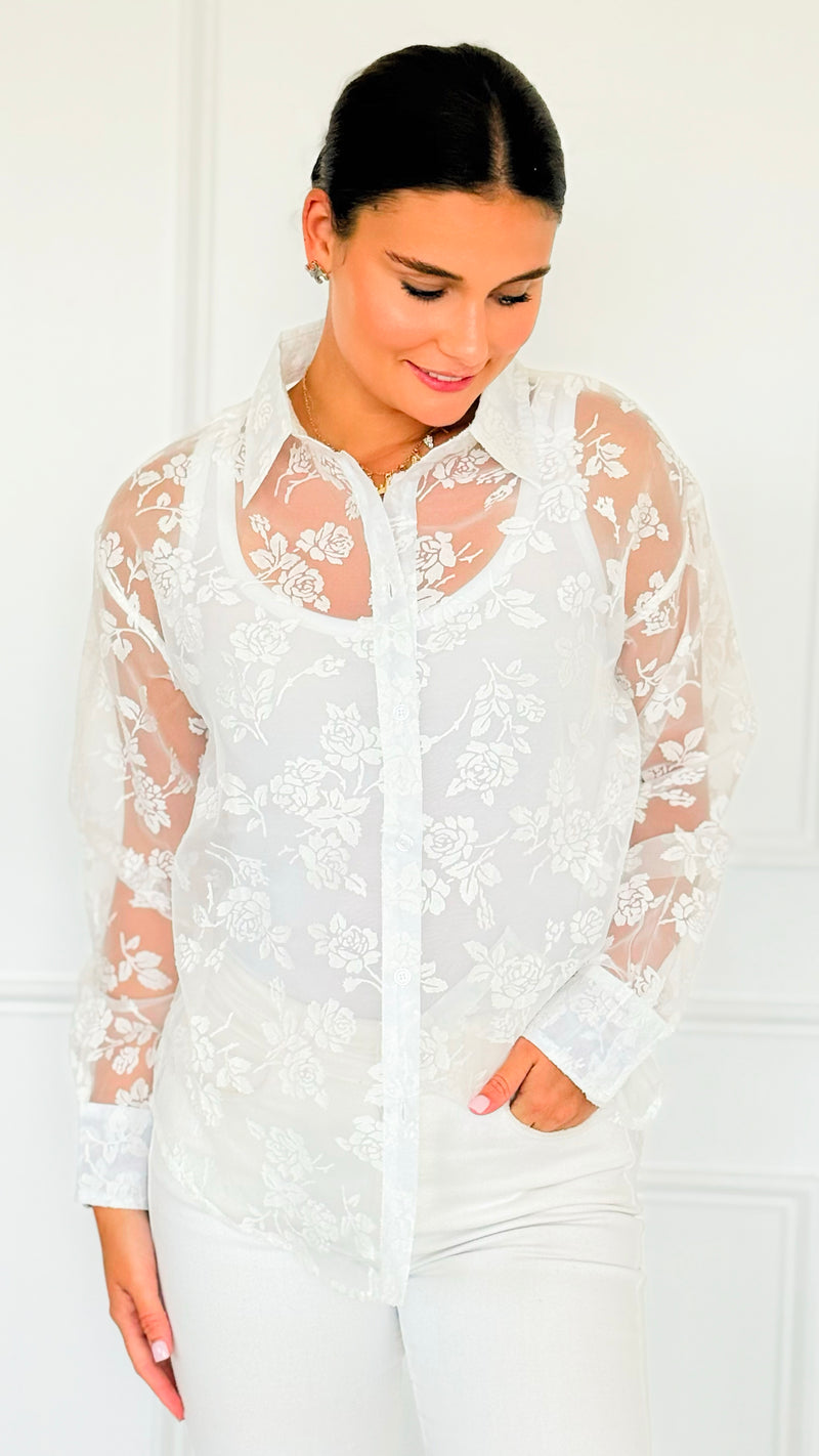 Rose Veil Long Sleeve Top-110 Long Sleeve Tops-sew in love-Coastal Bloom Boutique, find the trendiest versions of the popular styles and looks Located in Indialantic, FL