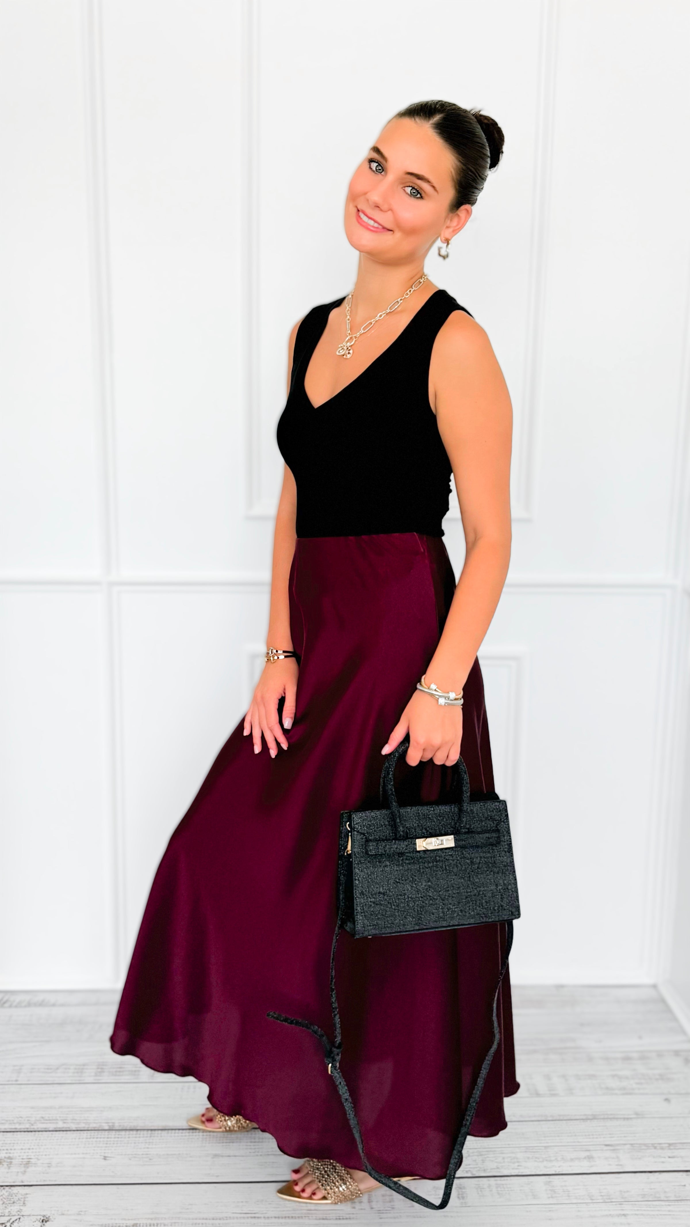 Isabella Italian Skirt- Wine-170 Bottoms-SEE YOU IN ROME-Coastal Bloom Boutique, find the trendiest versions of the popular styles and looks Located in Indialantic, FL