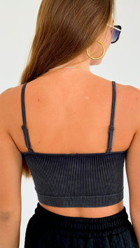 Stone Washed Seamless Tank Top - Black-220 Intimates-Zenana-Coastal Bloom Boutique, find the trendiest versions of the popular styles and looks Located in Indialantic, FL