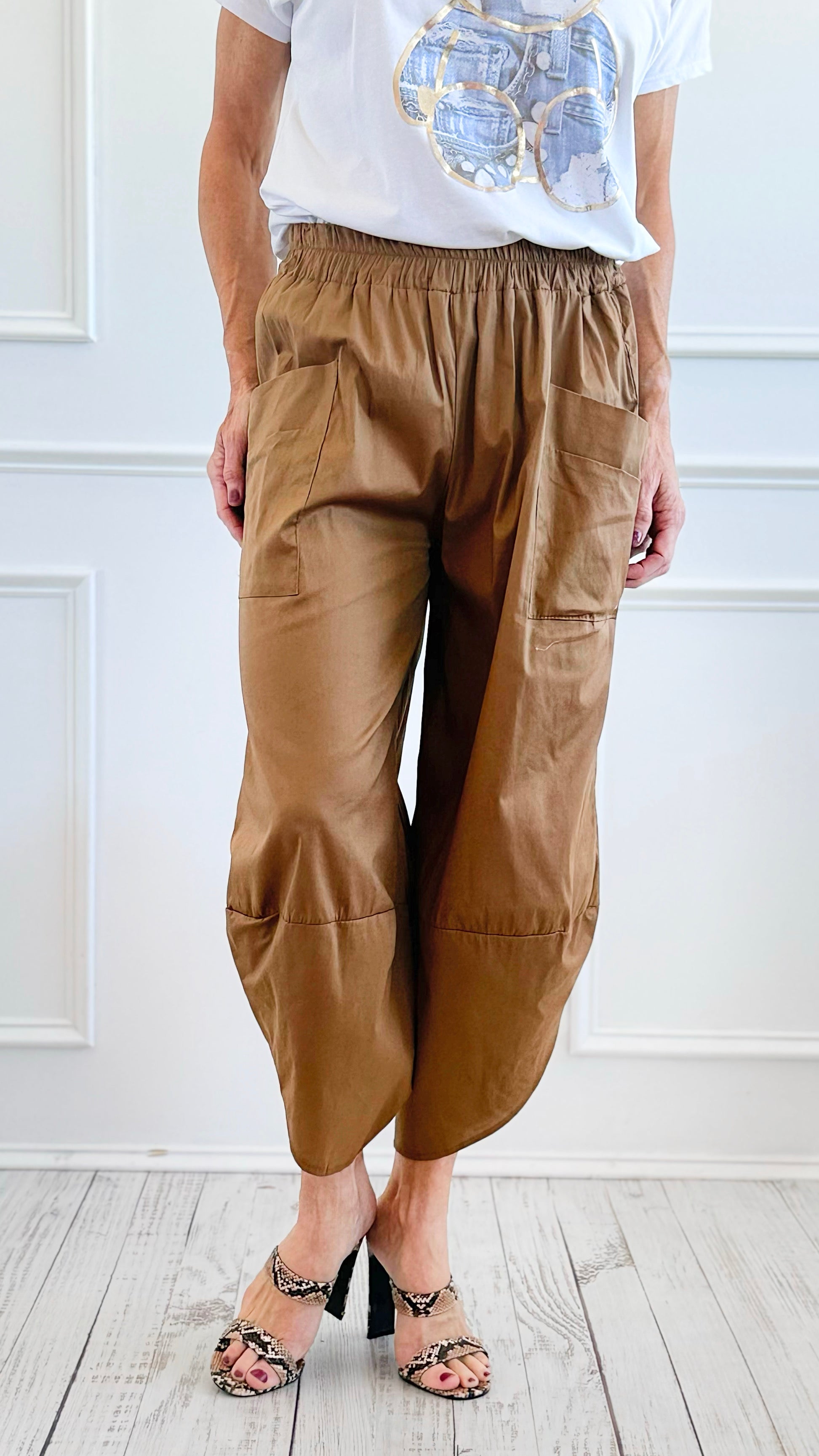 Relax & Go Italian Barrel Pant- Camel-100 Pants-VANESSA-Coastal Bloom Boutique, find the trendiest versions of the popular styles and looks Located in Indialantic, FL
