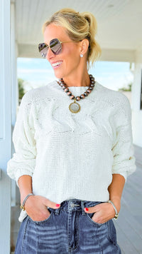 Nordic Breeze Cable Knit Sweater-140 Sweaters-mystree-Coastal Bloom Boutique, find the trendiest versions of the popular styles and looks Located in Indialantic, FL