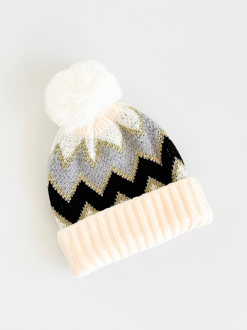 Alpine Charm Pom Beanie - Ivory-230 Jewelry-H&D-Coastal Bloom Boutique, find the trendiest versions of the popular styles and looks Located in Indialantic, FL