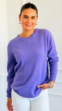 Round Neck Basic Sweater - Lavender-140 Sweaters-Zenana-Coastal Bloom Boutique, find the trendiest versions of the popular styles and looks Located in Indialantic, FL
