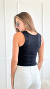 Essential Travel Padded Tank - Black-220 Intimates-Zenana-Coastal Bloom Boutique, find the trendiest versions of the popular styles and looks Located in Indialantic, FL