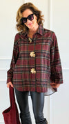 Plaid Petals Corduroy Italian Blouse-110 Long Sleeve Tops-TATTOO Z-Coastal Bloom Boutique, find the trendiest versions of the popular styles and looks Located in Indialantic, FL
