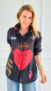 Roses Are Red Italian Blouse-110 Long Sleeve Tops-Italianissimo-Coastal Bloom Boutique, find the trendiest versions of the popular styles and looks Located in Indialantic, FL