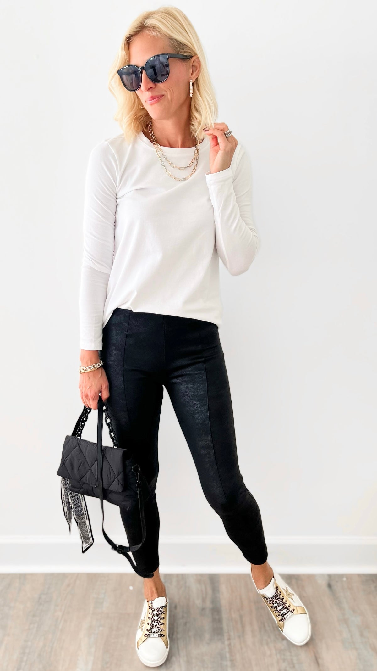 Structured Faux Leather Italian Leggings - Black-170 Bottoms-Germany-Coastal Bloom Boutique, find the trendiest versions of the popular styles and looks Located in Indialantic, FL