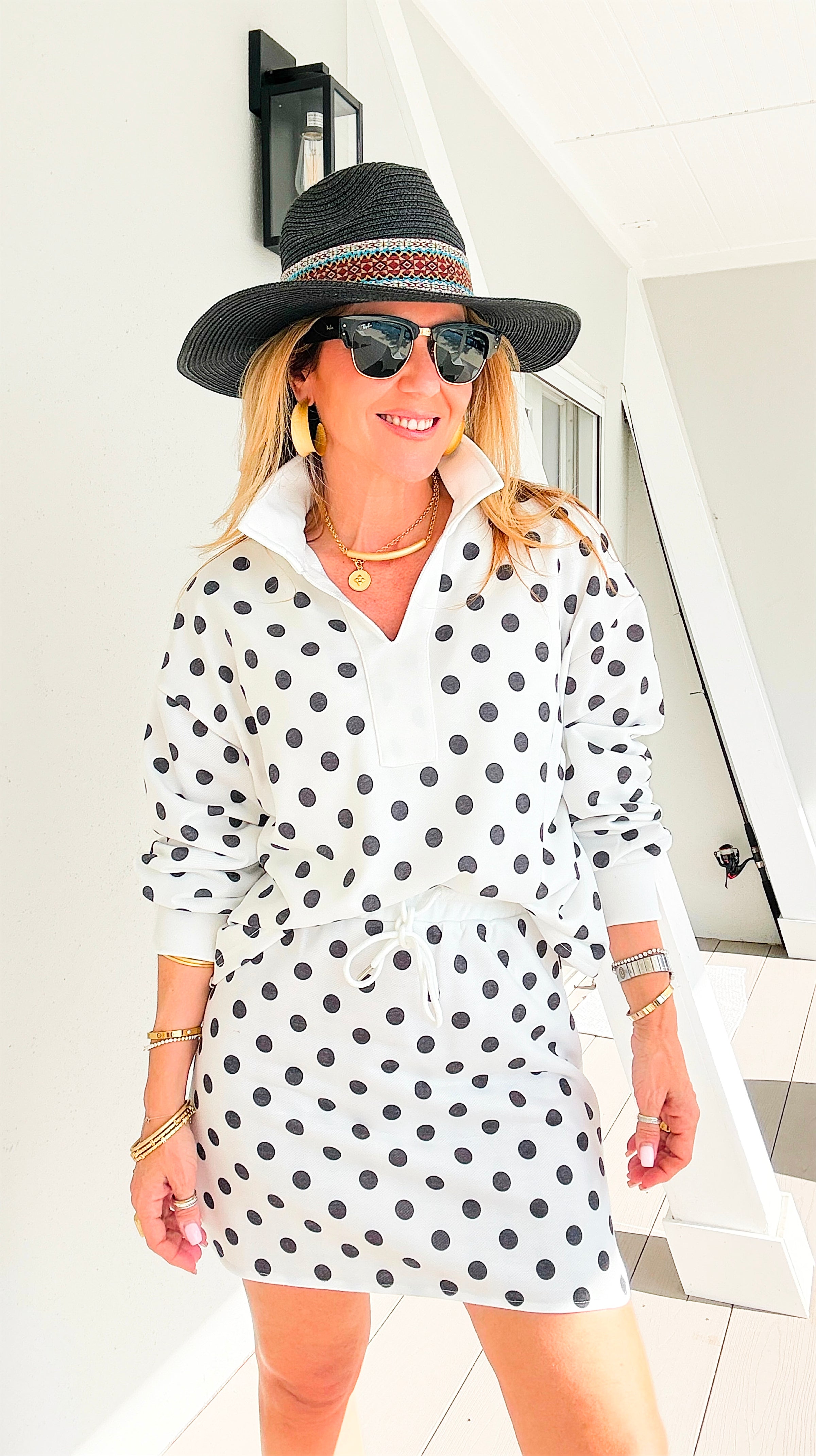 Whimsical Polka Whisper Two-Piece Set - Ivory