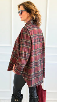 Plaid Petals Corduroy Italian Blouse-110 Long Sleeve Tops-TATTOO Z-Coastal Bloom Boutique, find the trendiest versions of the popular styles and looks Located in Indialantic, FL