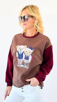 School Days Bear Sweatshirt-110 Long Sleeve Tops-Dazzling-Coastal Bloom Boutique, find the trendiest versions of the popular styles and looks Located in Indialantic, FL