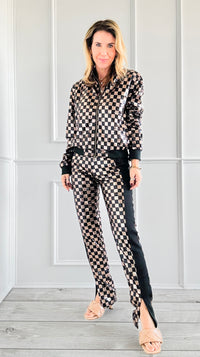 Checkered Sequin Jacket and Pants Set-210 Loungewear/Sets-Rousseau-Coastal Bloom Boutique, find the trendiest versions of the popular styles and looks Located in Indialantic, FL