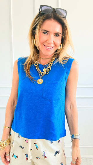 Relaxed Sleeveless Everyday Tank - Cobalt Blue