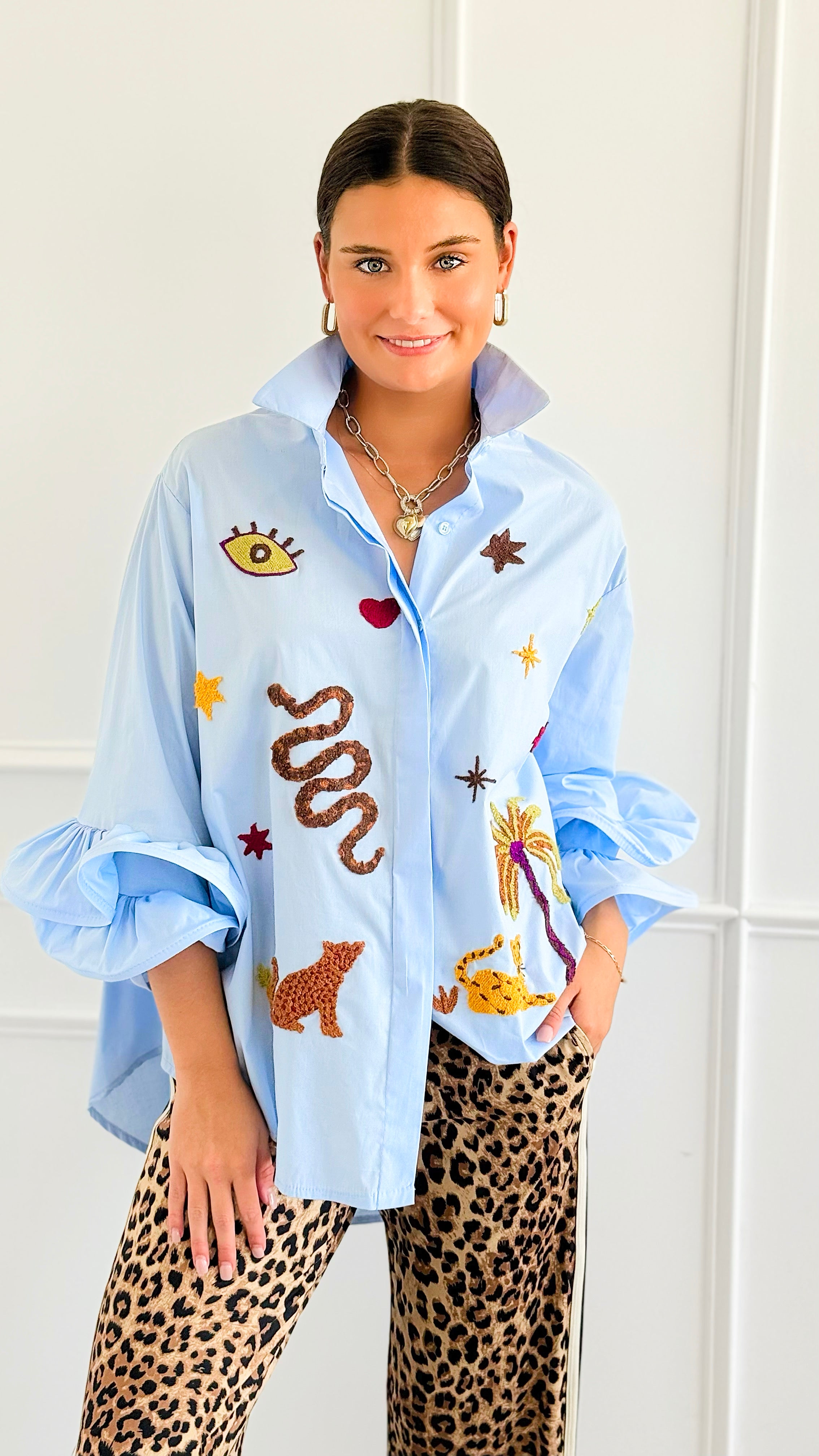 Desert Mirage Ruffle Bell Sleeve Italian Blouse-170 Bottoms-TATTOO Z-Coastal Bloom Boutique, find the trendiest versions of the popular styles and looks Located in Indialantic, FL