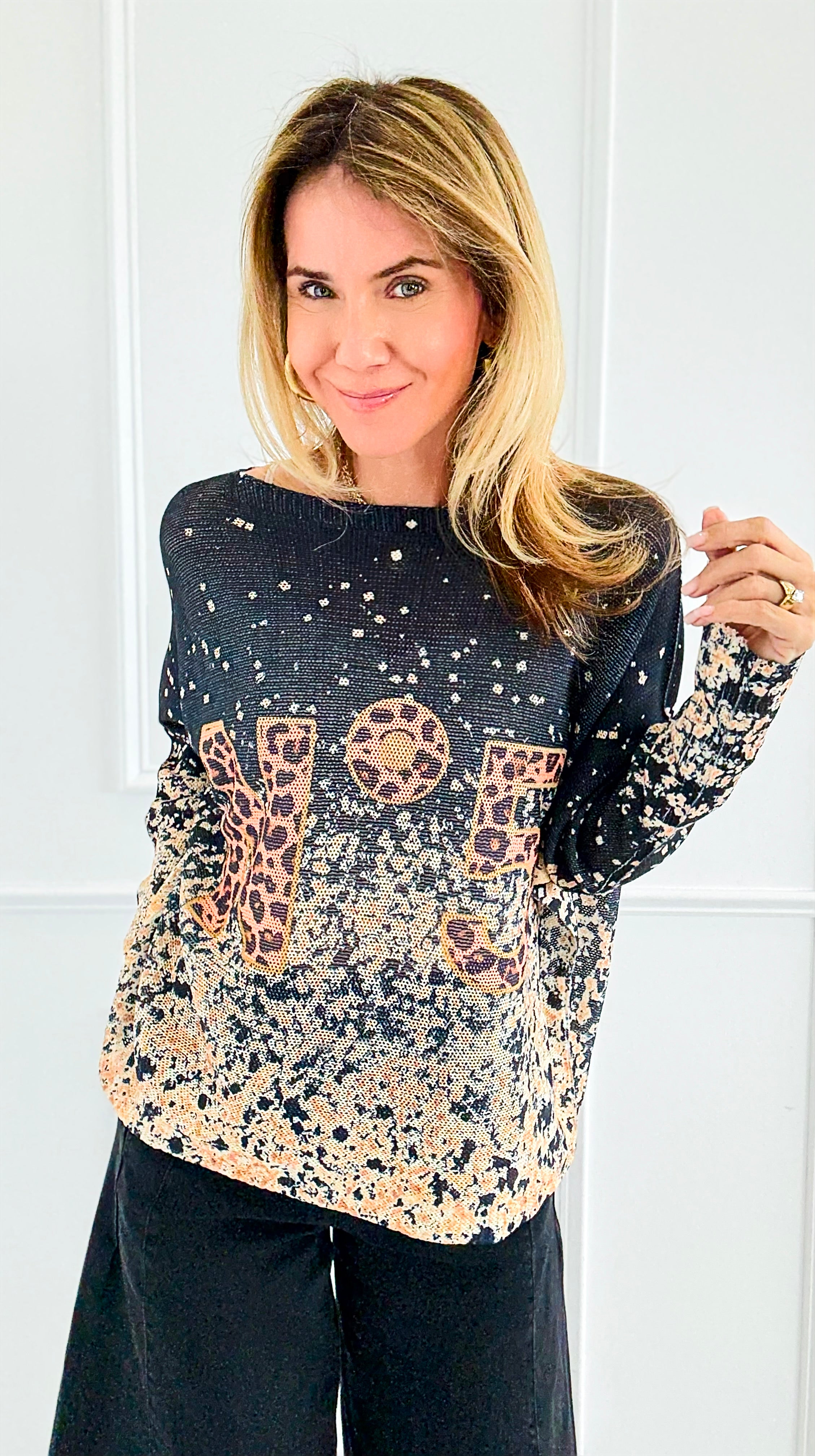 Untamed Number 5 Italian St Tropez Sweater-140 Sweaters-Italianissimo-Coastal Bloom Boutique, find the trendiest versions of the popular styles and looks Located in Indialantic, FL