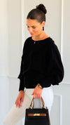 Sunday Muse Dolman Knit Sweater - Black-140 Sweaters-she + sky-Coastal Bloom Boutique, find the trendiest versions of the popular styles and looks Located in Indialantic, FL