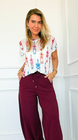 Champagne Wishes Italian Graphic Aria Top