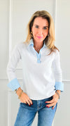 Colorblock Striped Italian Top- White-130 Long sleeve top-Italianissimo-Coastal Bloom Boutique, find the trendiest versions of the popular styles and looks Located in Indialantic, FL