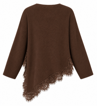 Lace Border Knit Long Sleeve Top