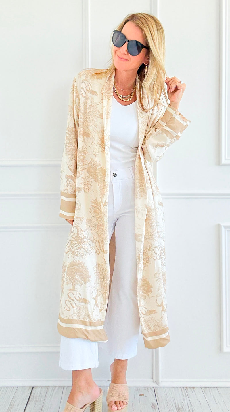 Adorable Italian Long Jacket- Beige-160 Jackets-K2-Coastal Bloom Boutique, find the trendiest versions of the popular styles and looks Located in Indialantic, FL