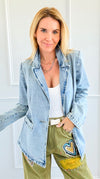 Washed Denim Blazer-160 Jackets-26 INTERNATIONAL-Coastal Bloom Boutique, find the trendiest versions of the popular styles and looks Located in Indialantic, FL