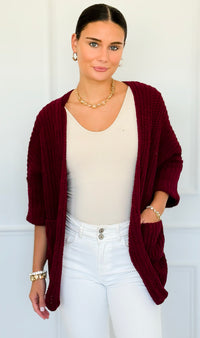 Willow Dusk Chenille Cardigan - Cabernet-150 Cardigans/Layers-Zenana-Coastal Bloom Boutique, find the trendiest versions of the popular styles and looks Located in Indialantic, FL