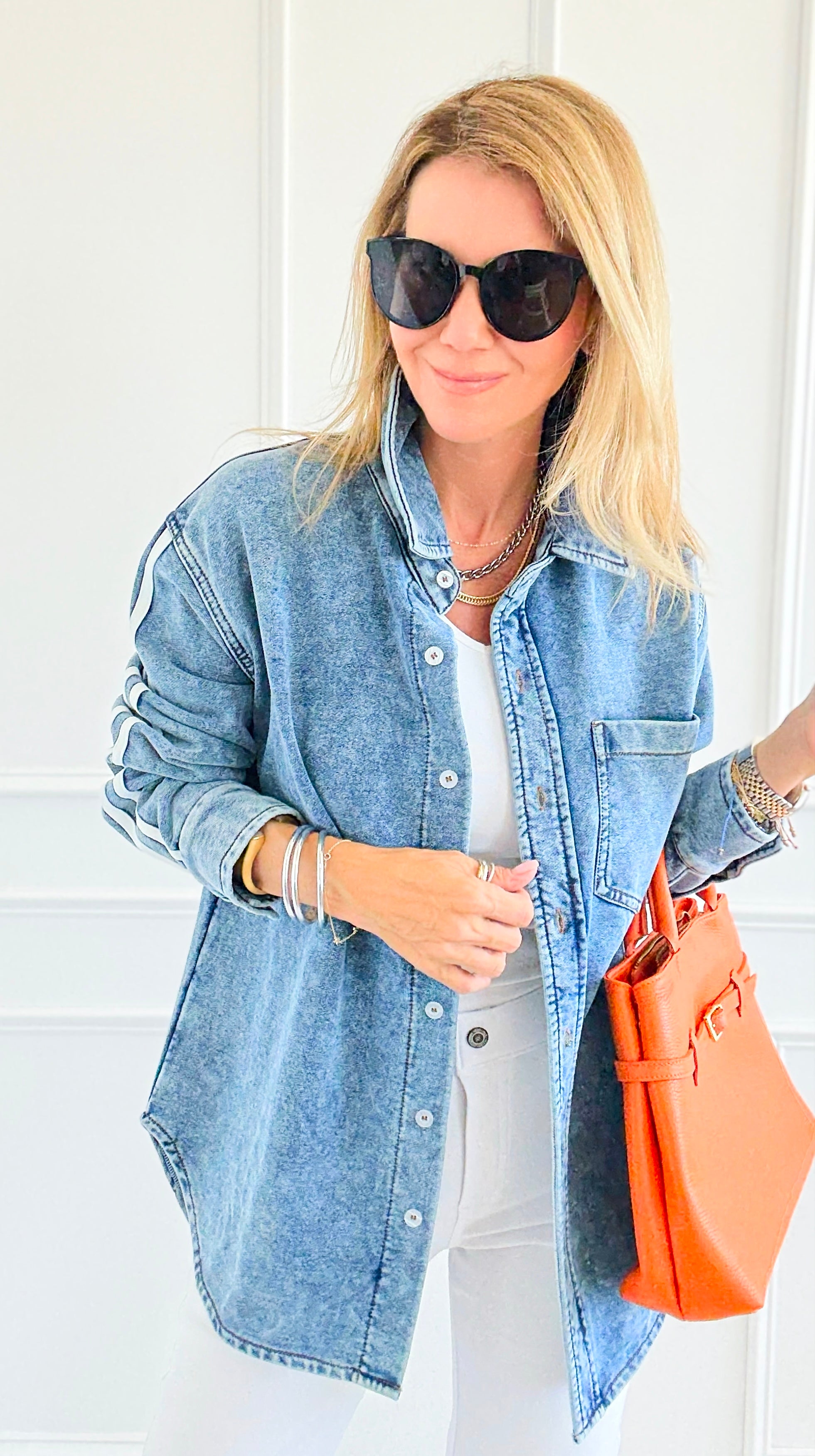 Track the Trends Denim Top-130 Long Sleeve Tops-White Birch-Coastal Bloom Boutique, find the trendiest versions of the popular styles and looks Located in Indialantic, FL