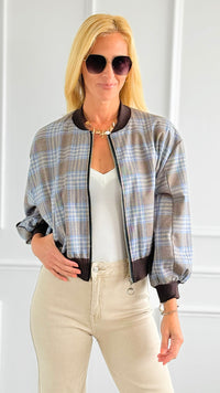 Plaid Zip- Up Italian Jacket-160 Jackets-AZUL MONACO-Coastal Bloom Boutique, find the trendiest versions of the popular styles and looks Located in Indialantic, FL