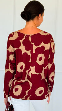 Bold Bloom Relaxed Italian Pullover-110 Long Sleeve Tops-Italianissimo-Coastal Bloom Boutique, find the trendiest versions of the popular styles and looks Located in Indialantic, FL