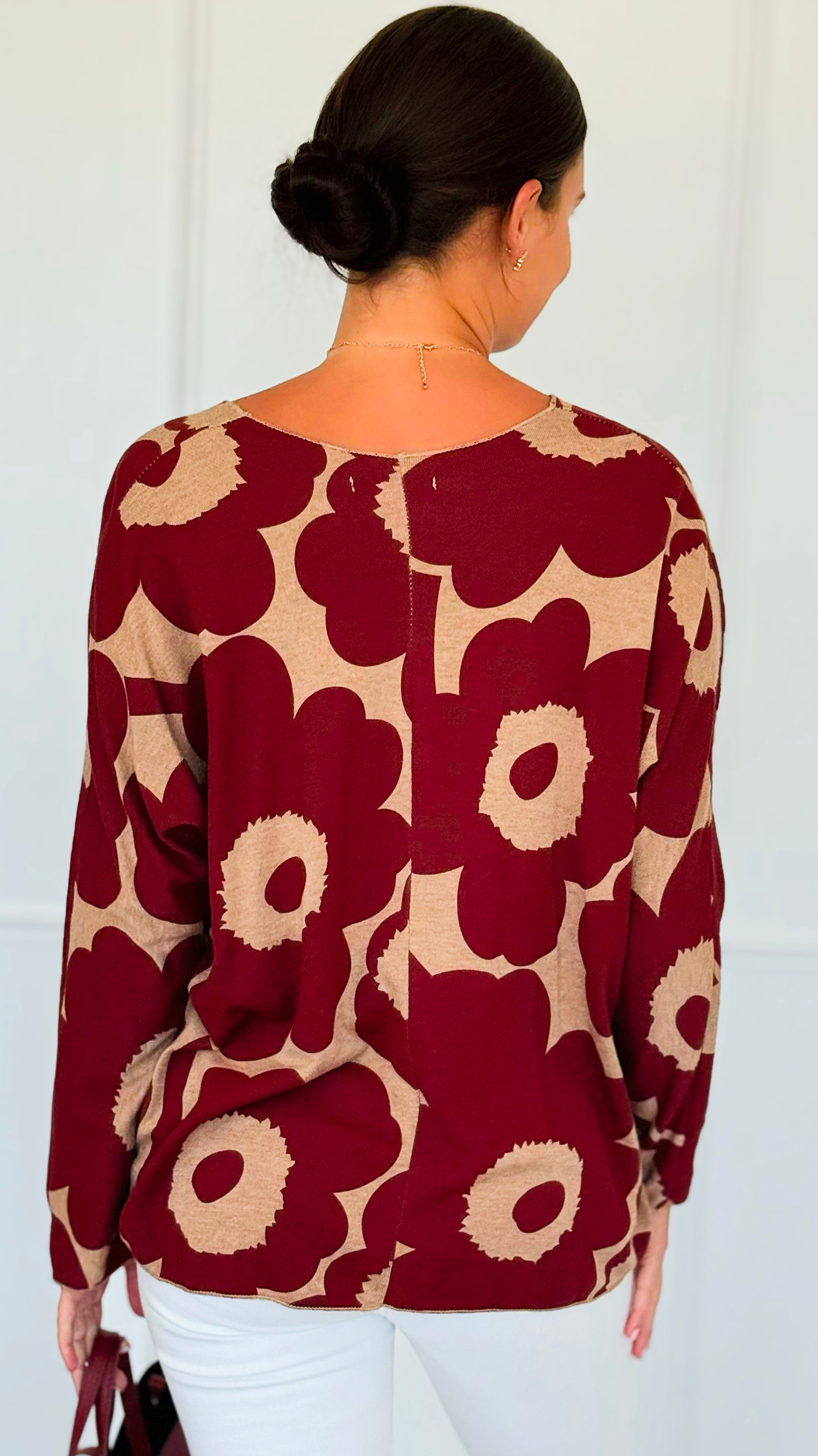 Bold Bloom Relaxed Italian Pullover-110 Long Sleeve Tops-Italianissimo-Coastal Bloom Boutique, find the trendiest versions of the popular styles and looks Located in Indialantic, FL