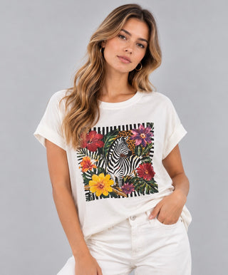 Tropical Zebra Italian Graphic Tee