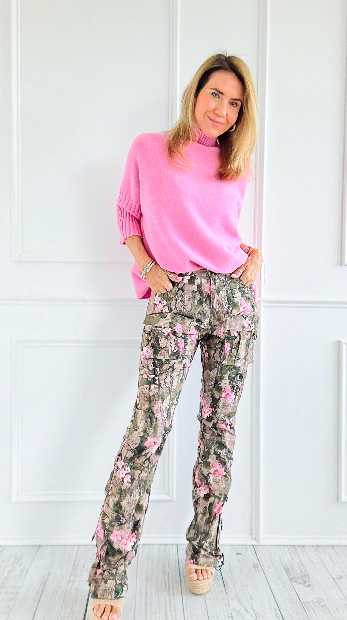 Ruby Fit High Rise Stacked Cargo Pant-170 Bottoms-SMOKE RISE RED-Coastal Bloom Boutique, find the trendiest versions of the popular styles and looks Located in Indialantic, FL