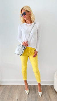 Love Endures Italian Jogger - Sunshine Yellow-180 Joggers-Germany-Coastal Bloom Boutique, find the trendiest versions of the popular styles and looks Located in Indialantic, FL