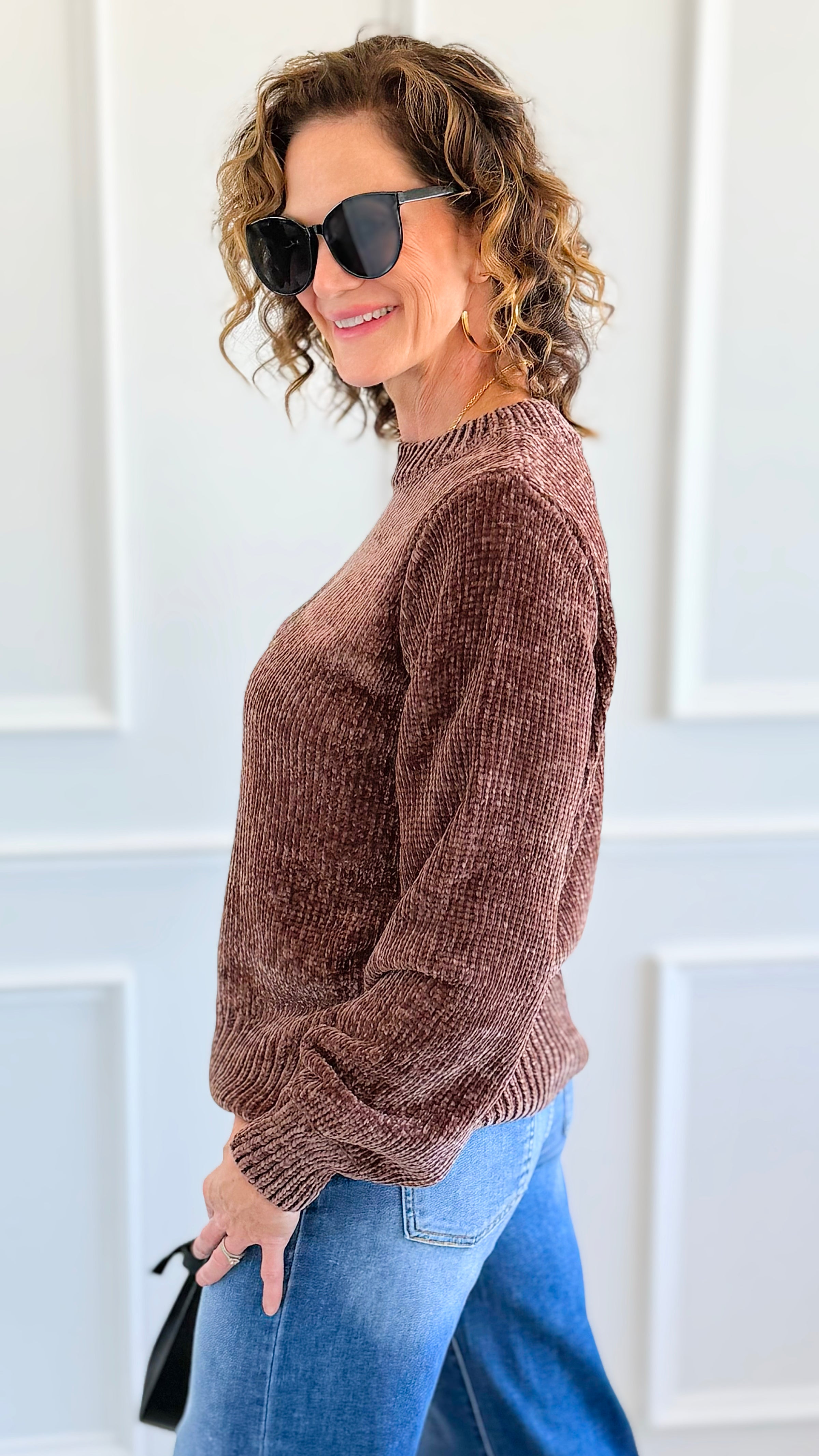 Cuddle Cloud Chenille Sweater-Brown-140 Sweaters-Zenana-Coastal Bloom Boutique, find the trendiest versions of the popular styles and looks Located in Indialantic, FL