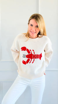 Coastal Charm Lobster Sweater-150 Cardigans/Layers-Bailey Rose-Coastal Bloom Boutique, find the trendiest versions of the popular styles and looks Located in Indialantic, FL