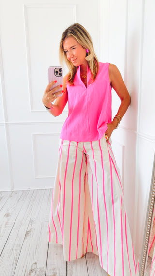 Whisper of Quiet Light Sleeveless Top - Hot Pink