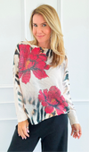 Rosso Selvaggio Italian St Tropez Sweater- Wild Rose-140 Sweaters-SORPRESA-Coastal Bloom Boutique, find the trendiest versions of the popular styles and looks Located in Indialantic, FL
