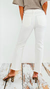 Mid-Rise Fray Hem Cropped Straight Jeans-White-190 Denim-Risen-Coastal Bloom Boutique, find the trendiest versions of the popular styles and looks Located in Indialantic, FL