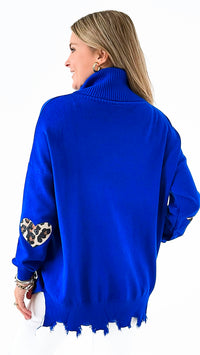 Wild Heart Knit Sweater - Royal Blue-140 Sweaters-VENTI6 OUTLET-Coastal Bloom Boutique, find the trendiest versions of the popular styles and looks Located in Indialantic, FL