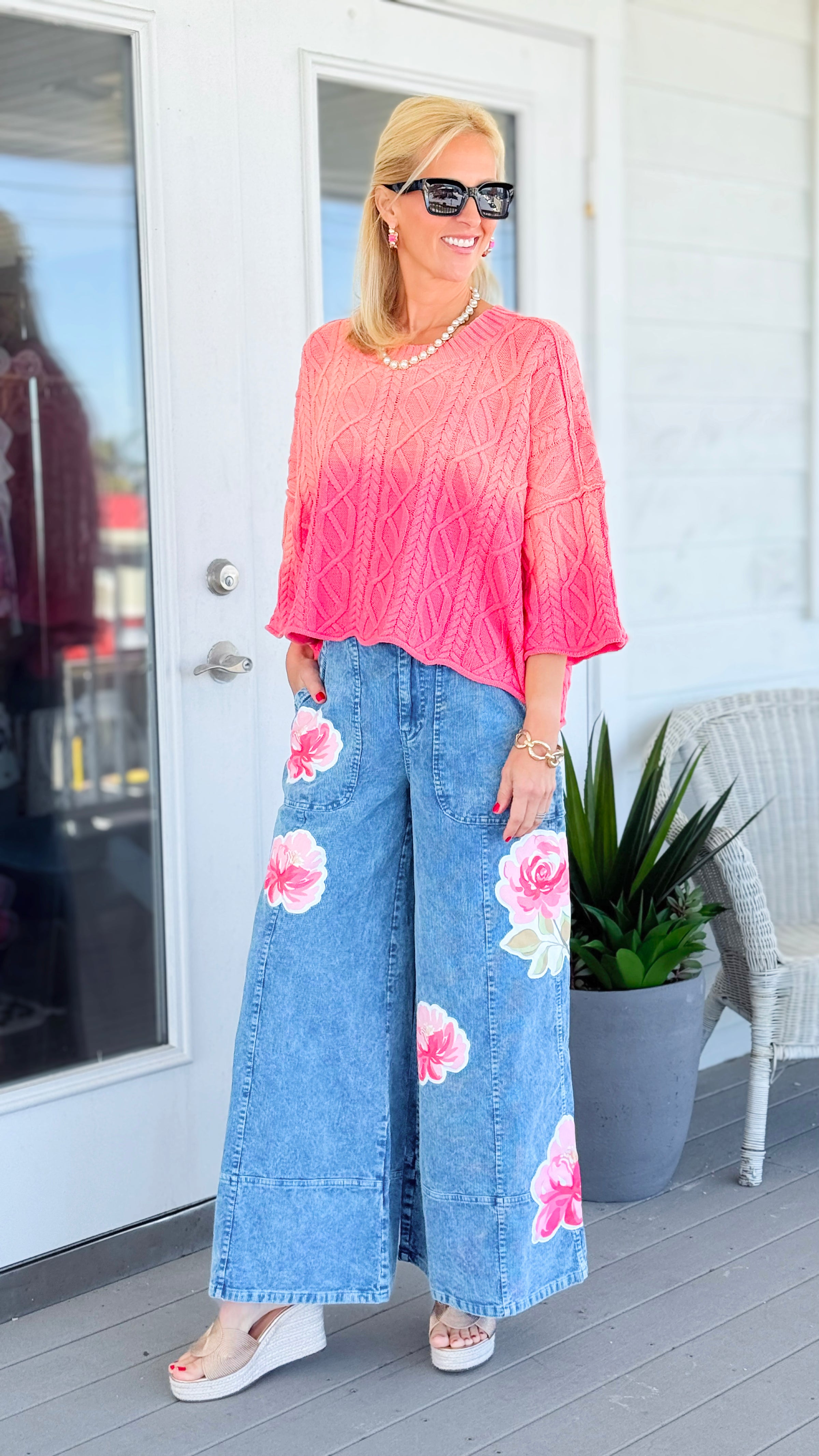 Vintage Blossom Corduroy Pants