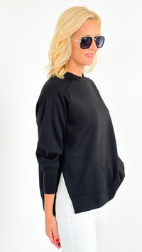 City Vibes Oversized Sweatshirt - Black-130 Long Sleeve Tops-Zenana-Coastal Bloom Boutique, find the trendiest versions of the popular styles and looks Located in Indialantic, FL