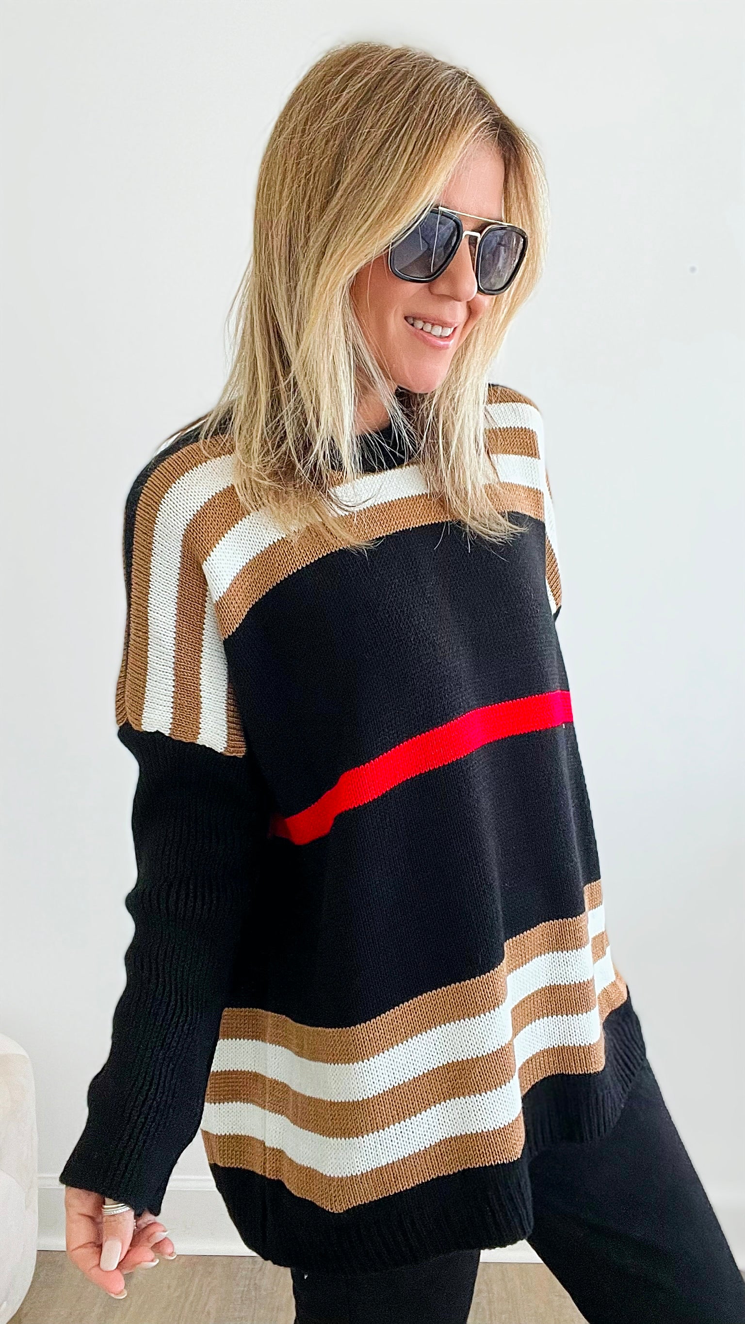 Iconic Italian Knit Pullover Sweater - Black-140 Sweaters-Yolly-Coastal Bloom Boutique, find the trendiest versions of the popular styles and looks Located in Indialantic, FL
