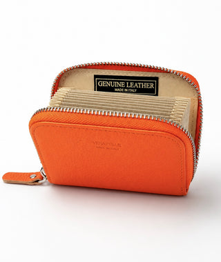 Everyday Italian Leather Zip Wallet- Orange