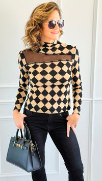 Checkmate Long Sleeve Mesh Top - Taupe-110 Long Sleeve Tops-7Mango7-Coastal Bloom Boutique, find the trendiest versions of the popular styles and looks Located in Indialantic, FL